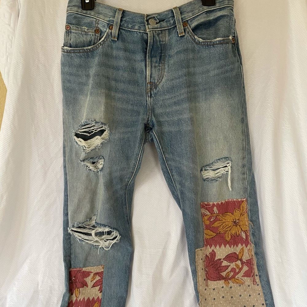 Patchwork, Distressed 501 Levi’s (W26, L32)